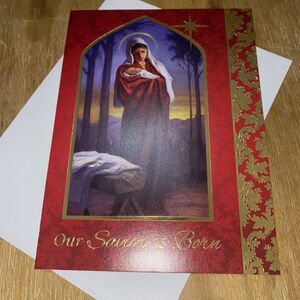 Merry Christmas 'Our‎ Savior is Born' Holiday Blessing Wishing and Greeting Card